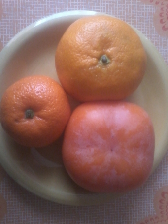 А это - хурма квадратной формы. Невероятно сладкая оказалась и спелая... )